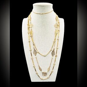 Vintage Style Gold Tone Layering Necklace Set